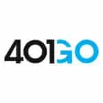 401GO company logo with bold black and blue text representing retirement plan services