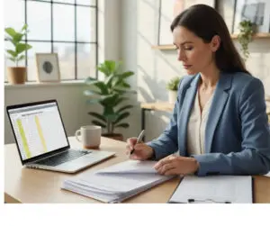 Business owner reviewing IRS 20-factor checklist to determine if a worker is an employee or independent contractor.