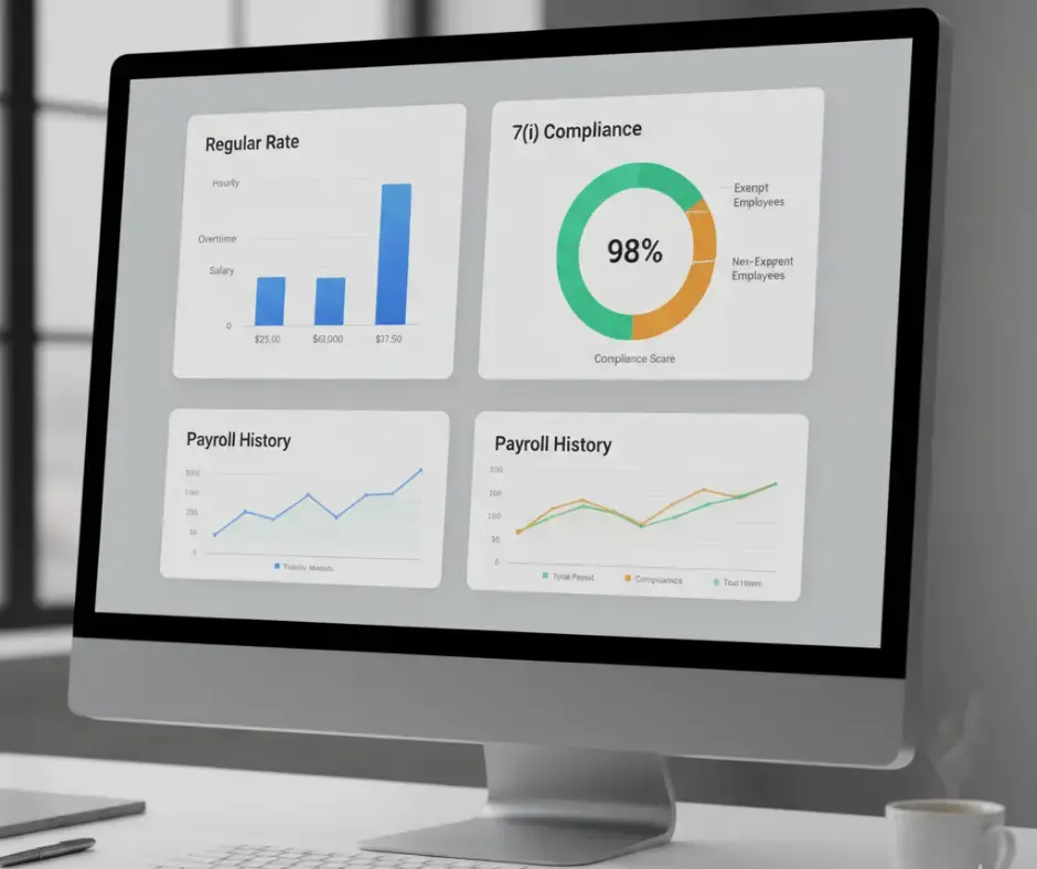 FLSA 7(i) regular rate compliance restaurant payroll calculation