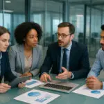 Strategic Human Resources Management (SHRM) team collaborating in modern office