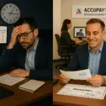 AccuPay Systems vs OnPay comparison for CPA firms showing full-service bureau partnership versus accountant-managed payroll software