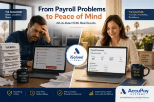 California small business owner reviewing payroll reports after switching to a better payroll provider